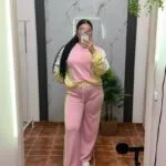 Conjunto chándal, algodón rosa y amarillo